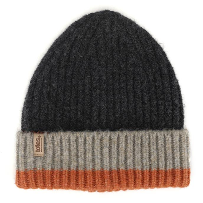 totes toasties® Mens Knitted Stripe Hat & Glove Set Charcoal Mix Extra Image 3